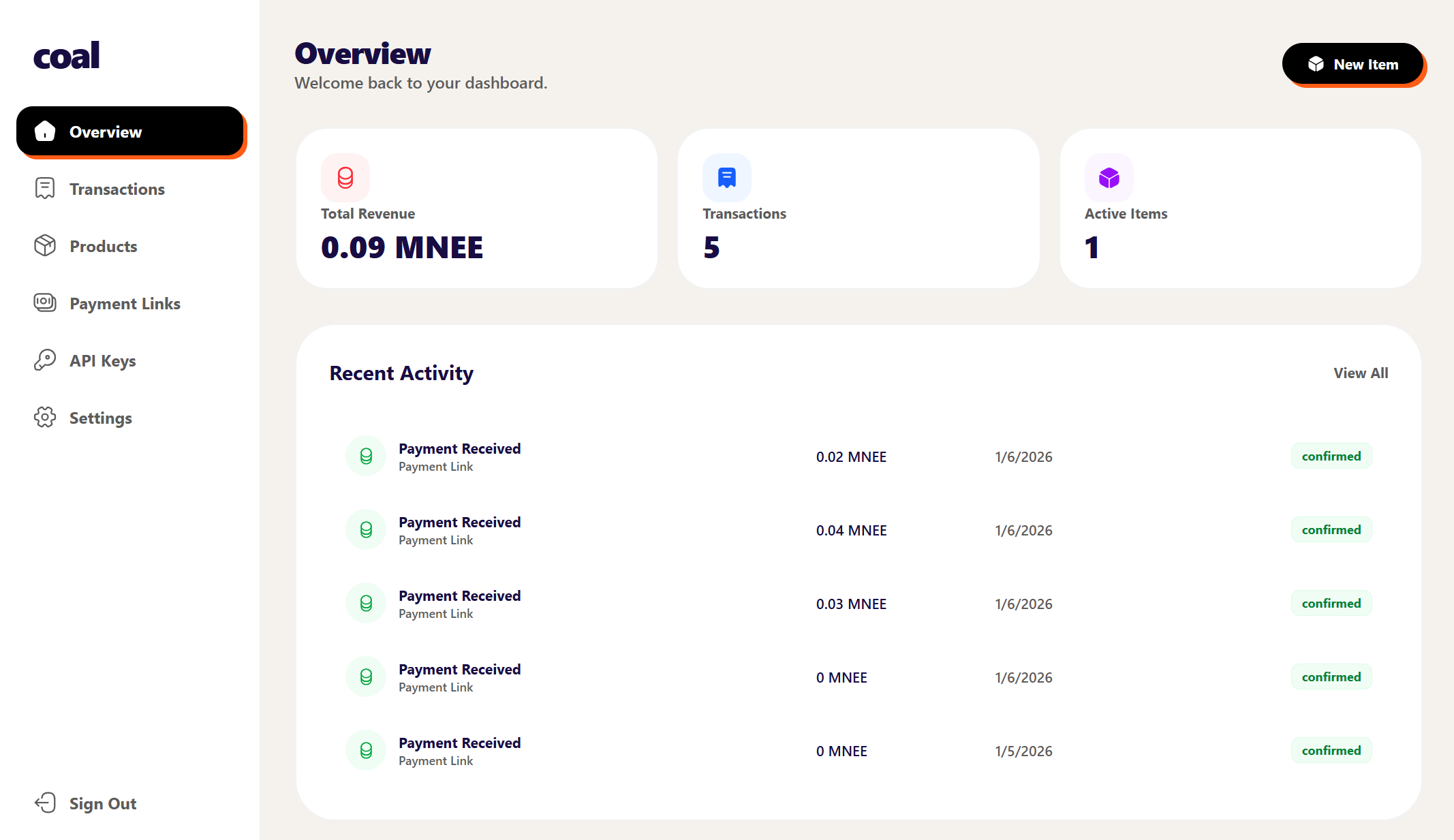Coal Dashboard Preview
